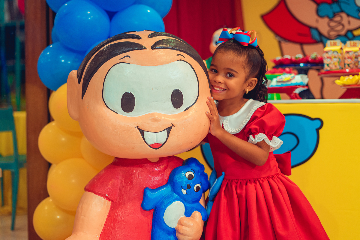 aniversário turma da mônica senhoritas fotografia cebolinha cascão magali festa decoração bolo menina liz