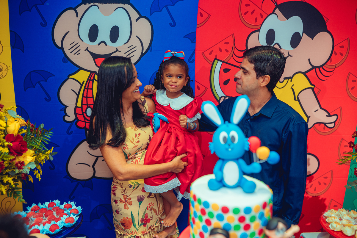 aniversário turma da mônica senhoritas fotografia cebolinha cascão magali festa decoração bolo menina liz