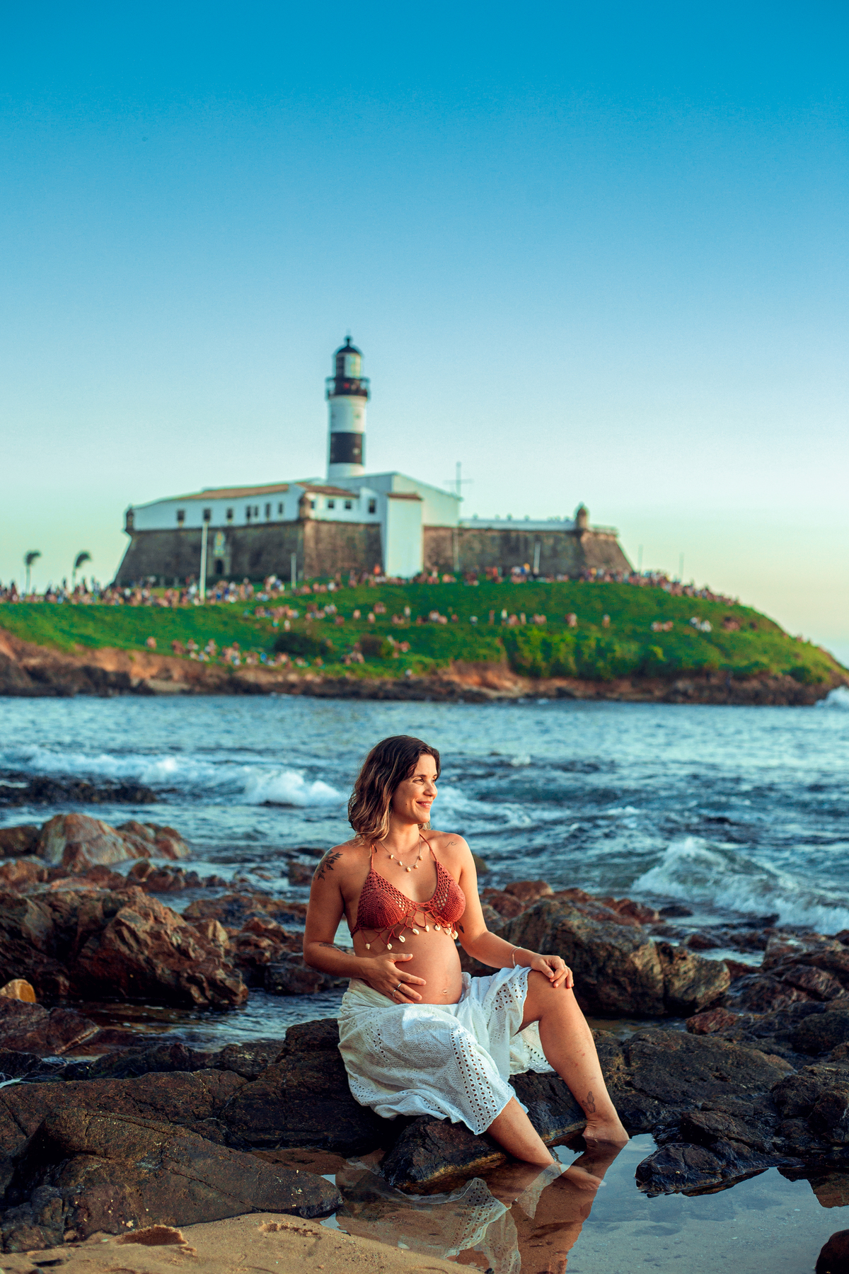 ensaio gestante foto fotografia gravida gravidez senhoritas farol da barra salvador pose roupa look ideia