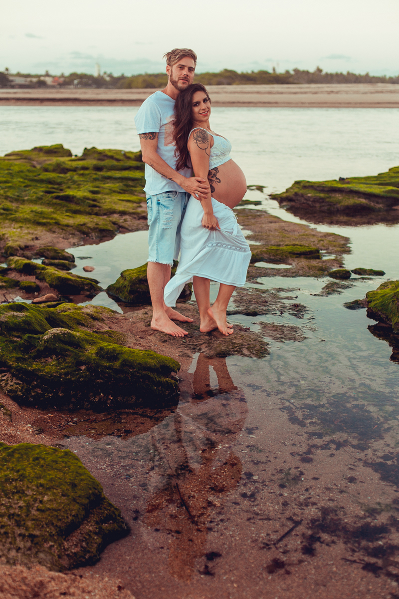 ensaio gestante salvador foto reflexo pedras foto linda gravida