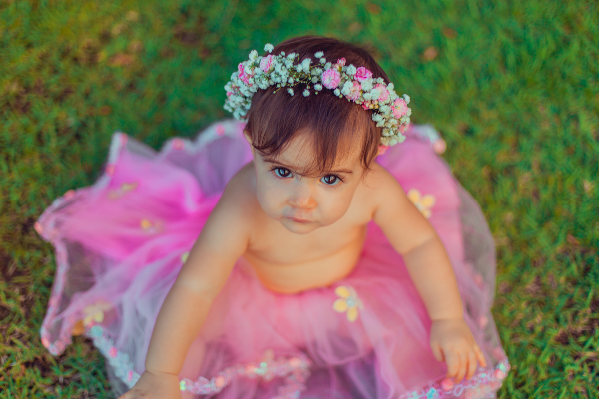 aniversario infantil fotografia criativa decoração coroa de flores natural saia tutu com detalhes