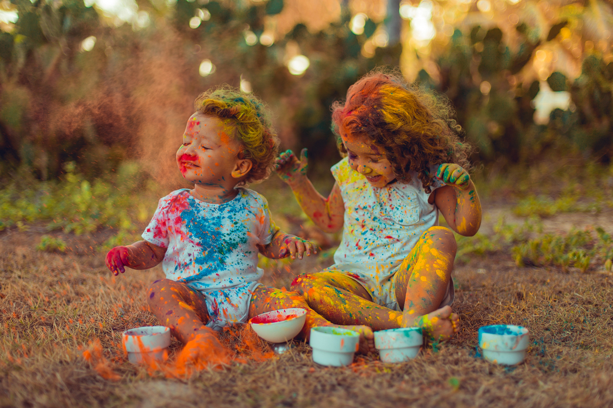 zim colors tinta em pó irmaos brincam com tinta ensaio infantil salvador