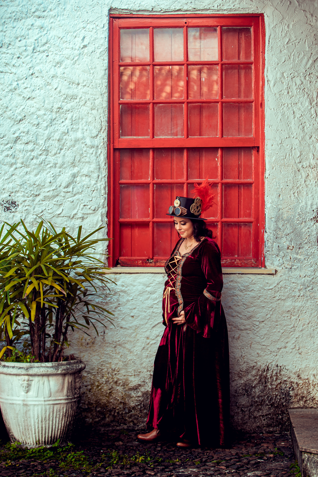 steampunk ensaio gestante salvador fotografia senhoritas mam salvador museu de arte moderna gravida gravidez 