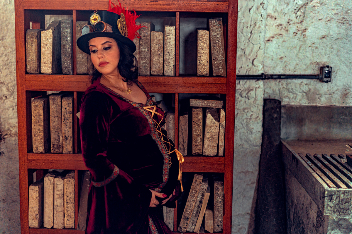 steampunk ensaio gestante salvador fotografia senhoritas mam salvador museu de arte moderna gravida gravidez 