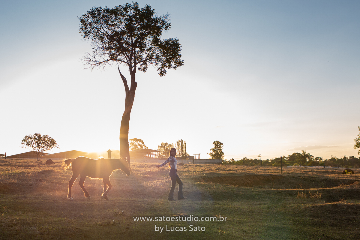 Fotógrafo de ensaio de 15 anos localizado em São Gotardo-MG. Book de 15 anos em sítio com cavalos.