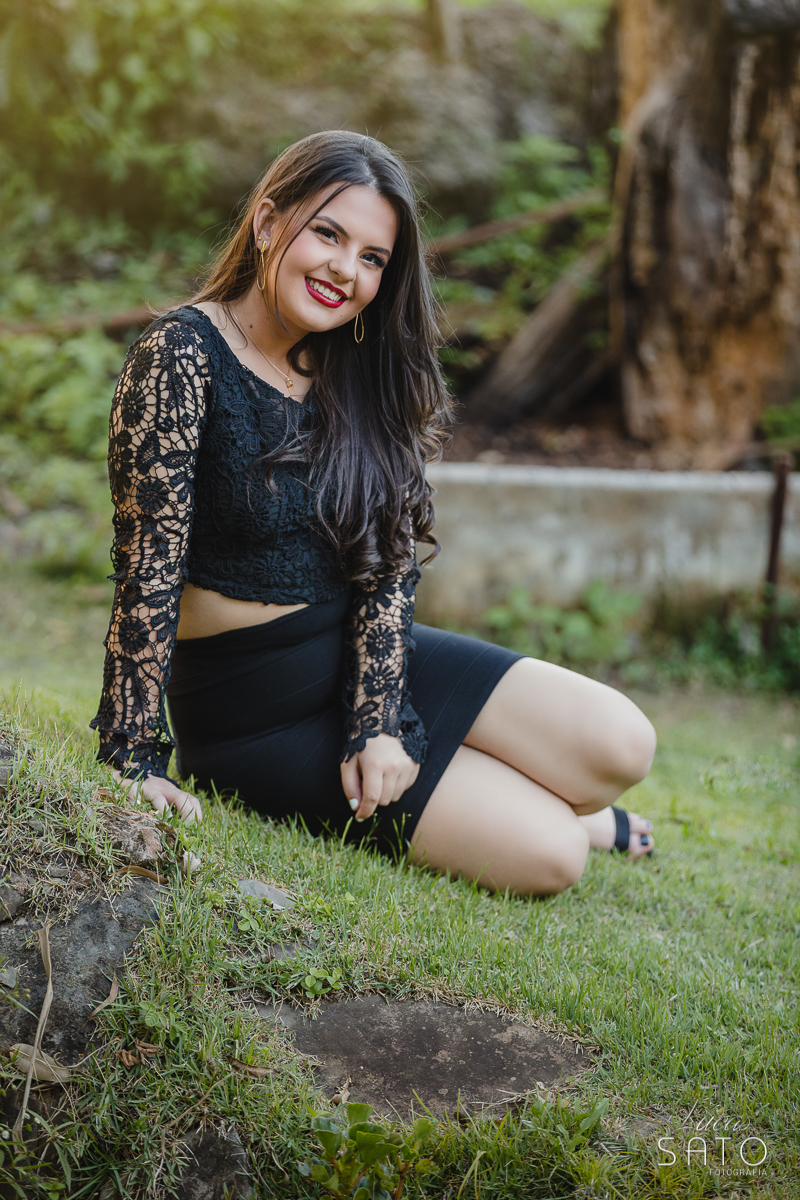 Vestido preto para ensaio de 15 anos em São Gotardo-MG