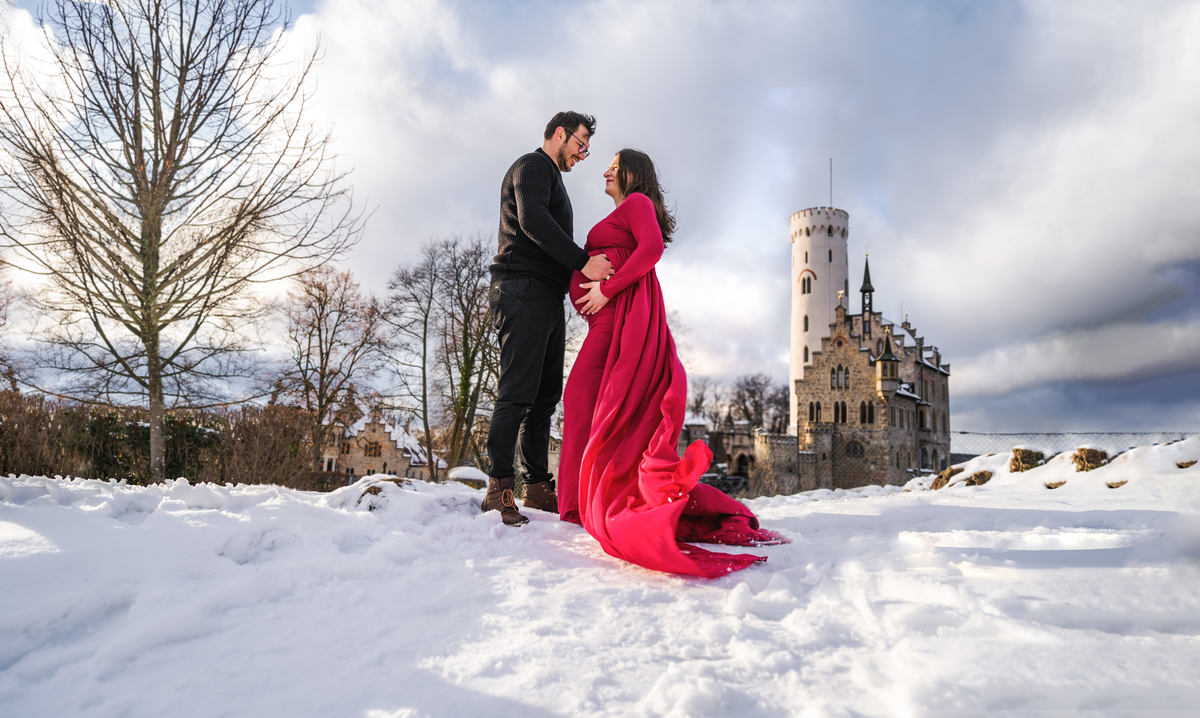 Babybbauch im Schnee, Babbybauchfotos Rhein Main