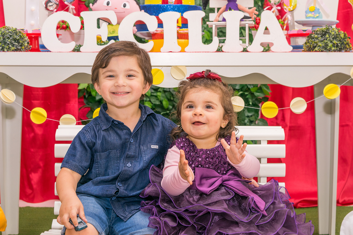 Aniversário - Cecília - Show da Luna - Vestido - Decoração - Temática - Festa Infantil - Irmãos - Foto de Família