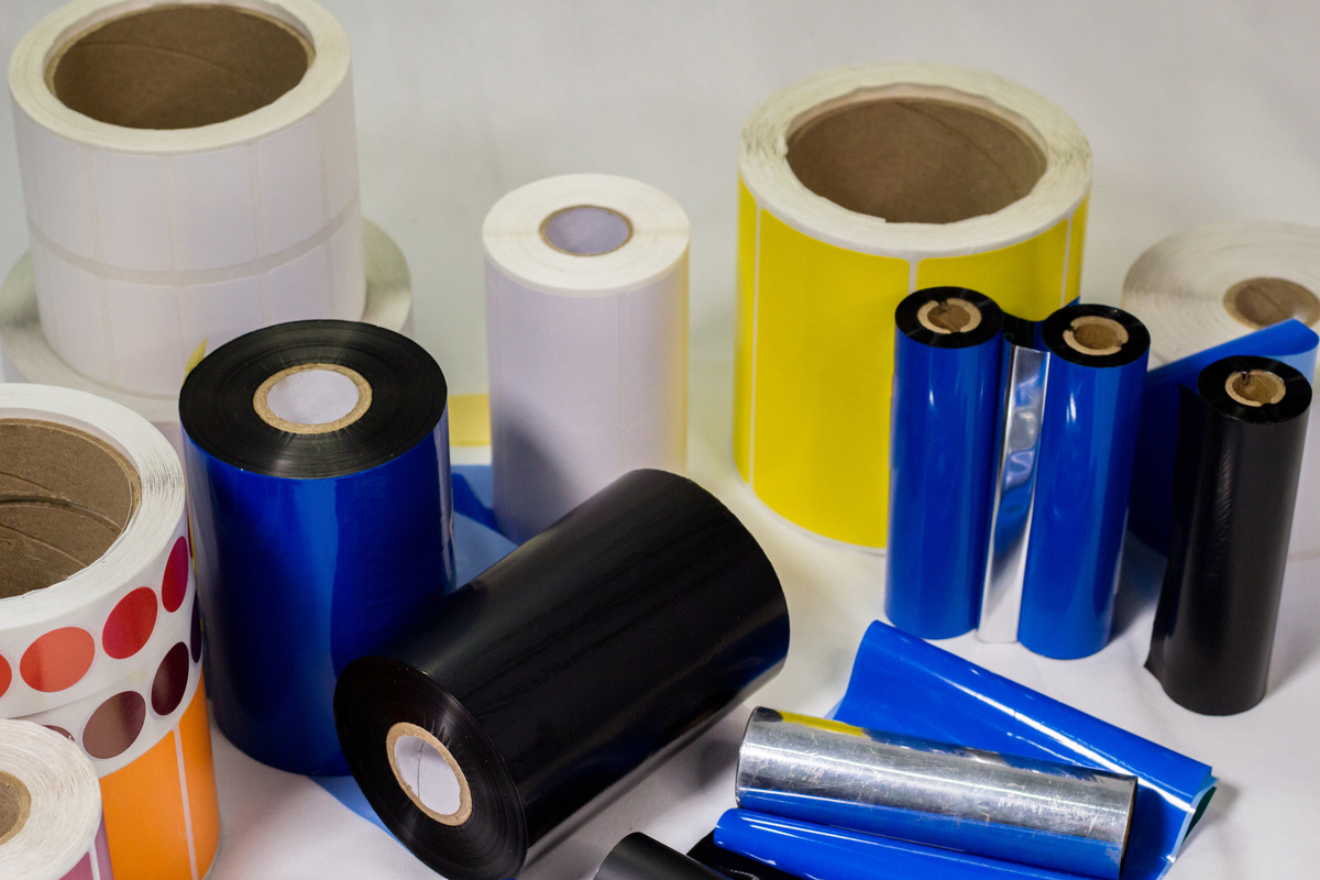 ribbom de impressão em etiquetas adesivas para máquina de ribbon e variações de etiquetas adesivas neutras