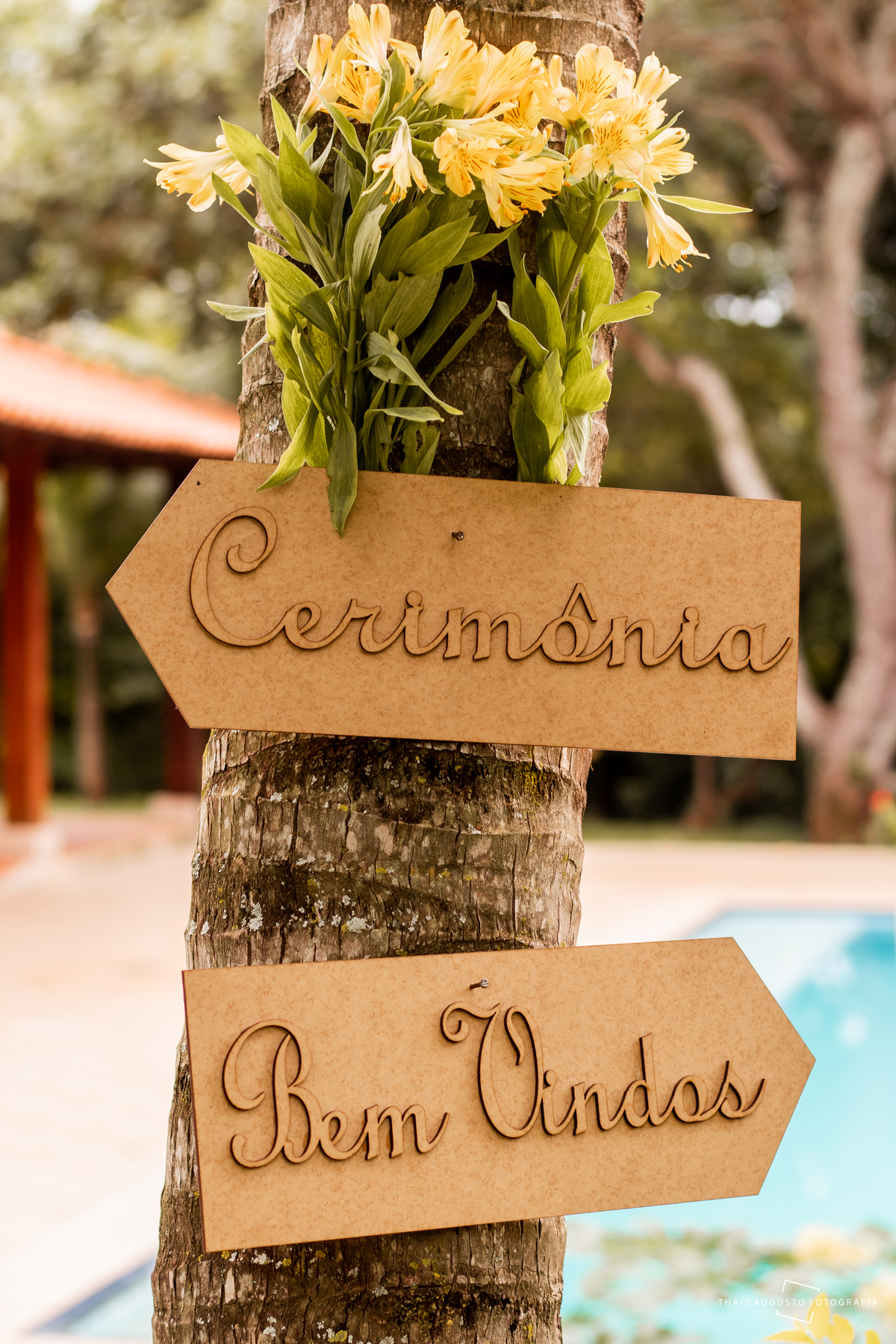 placa da cerimonia de casamento na chácara 2 meninas em Bauru - sp