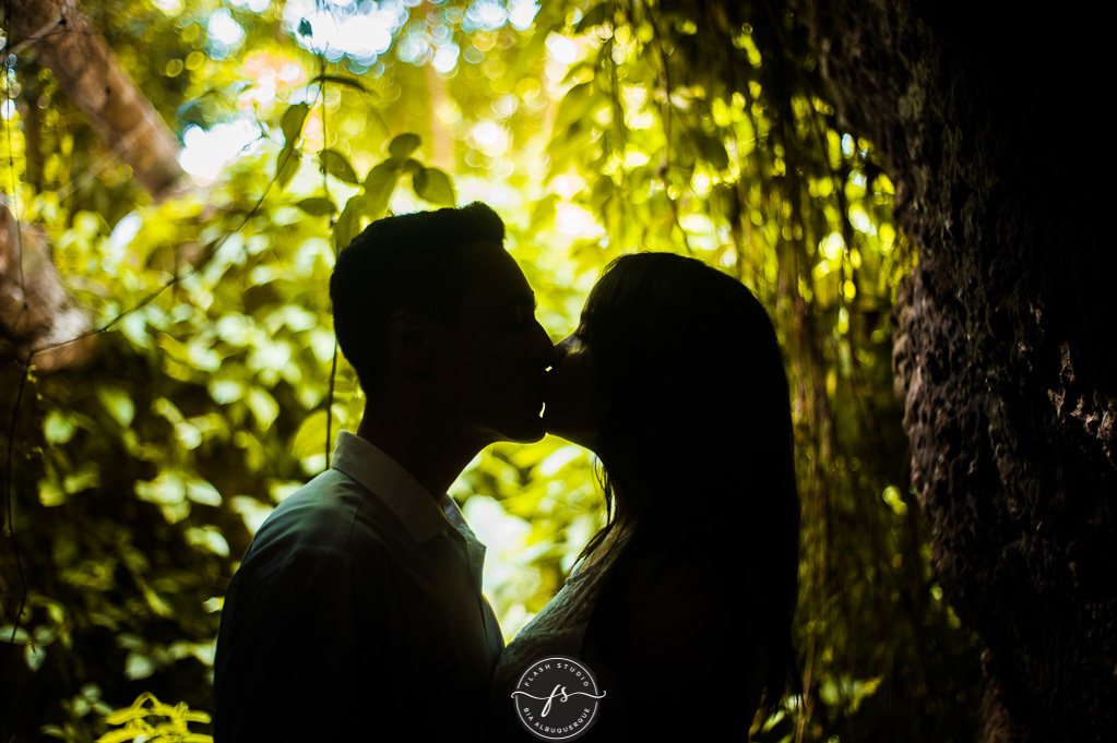 beijo silhueta em ensaio pré wedding/pre casamento no parque lage, rio de janeiro