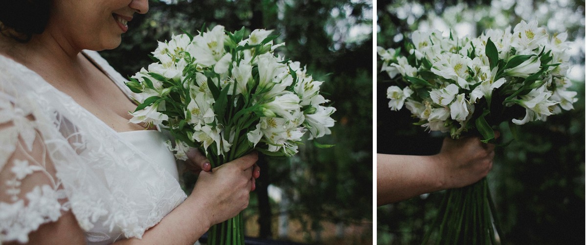 buquê de noiva com flores brancas