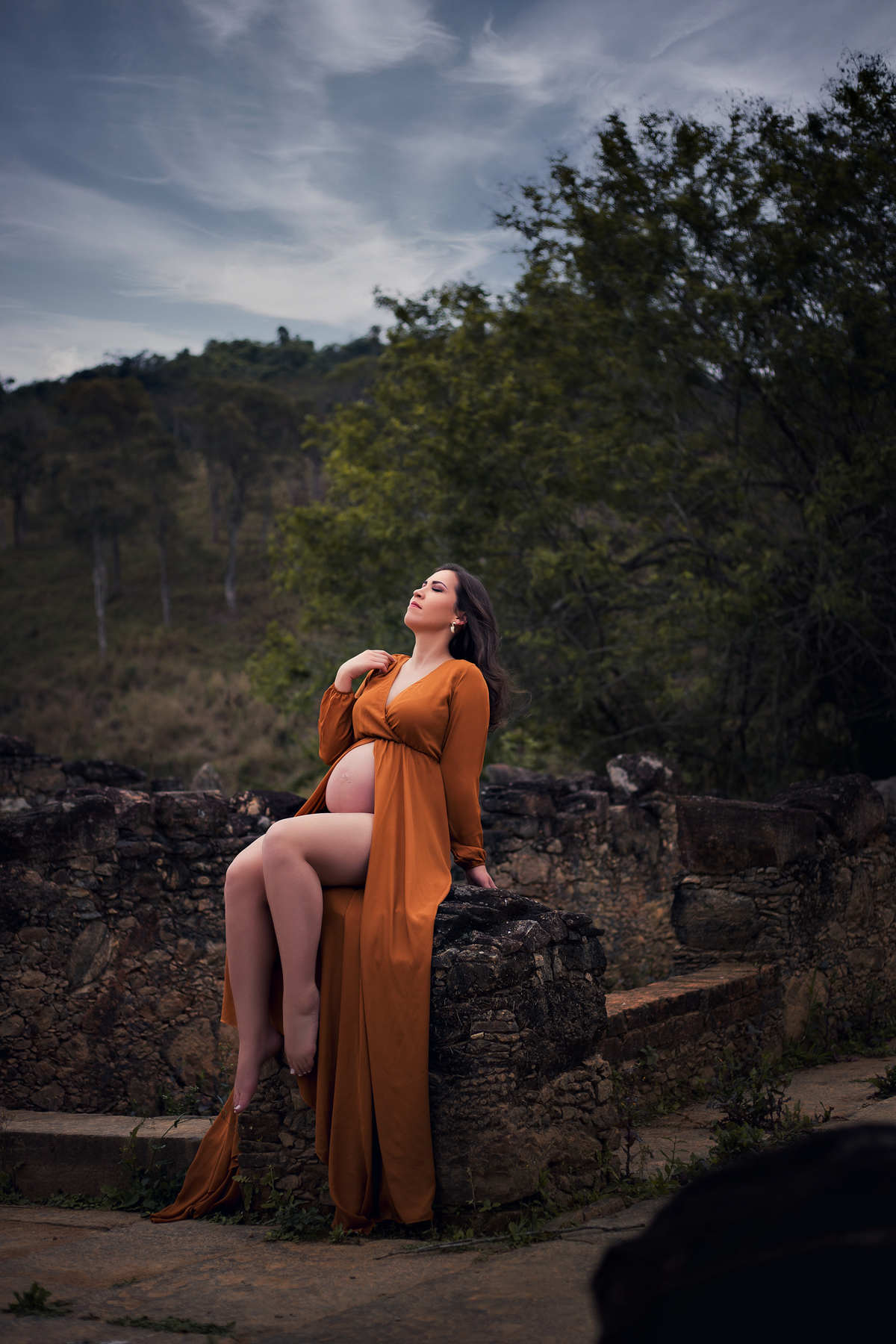 Ensaio Gestante nas Ruínas de Rio Claro, à Espera do Miguel.