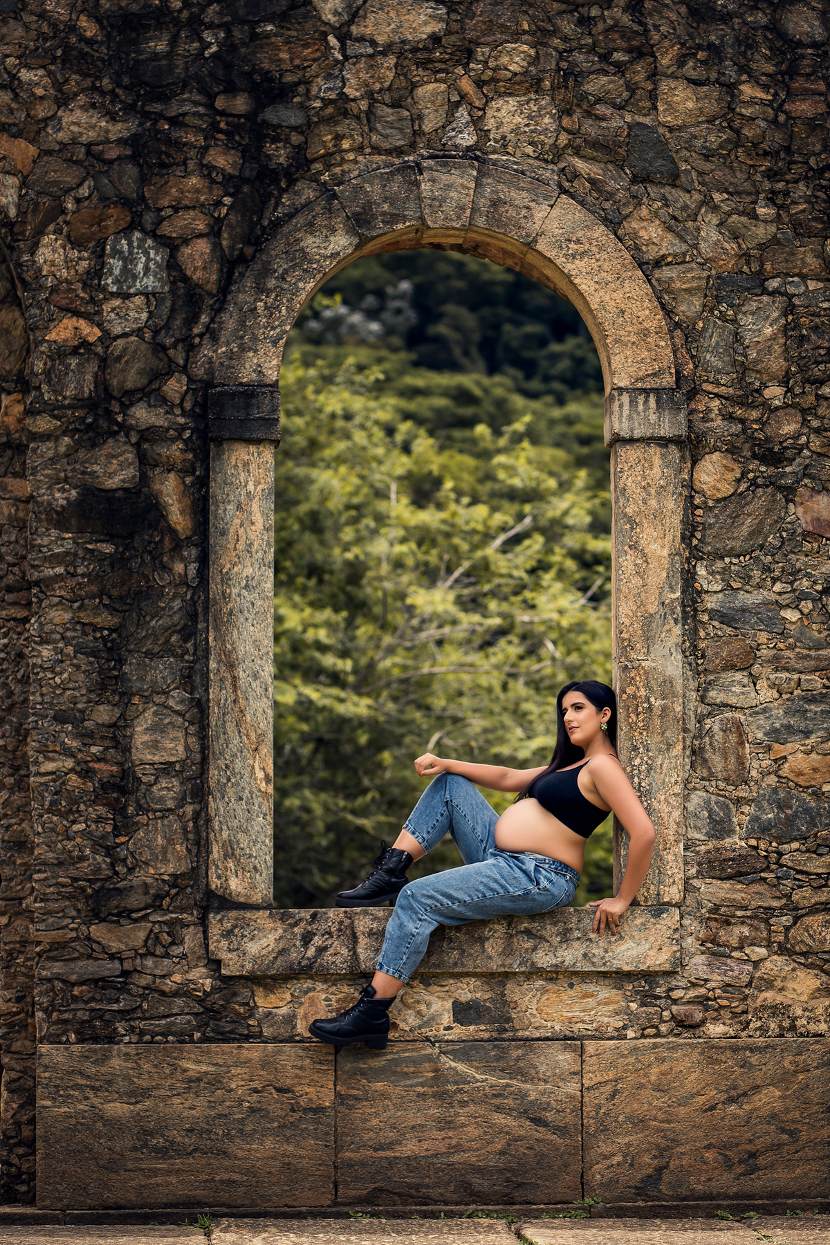 Ensaio Gestante nas Ruínas de Rio Claro, à espera do Henrique.