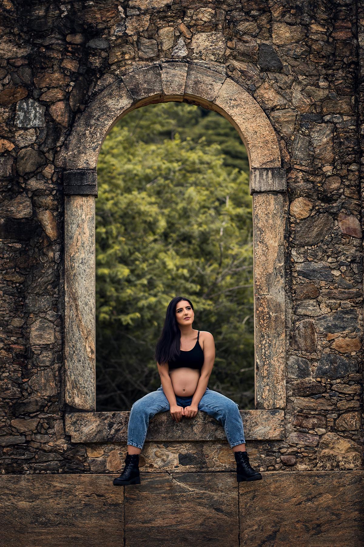 Ensaio Gestante nas Ruínas de Rio Claro, à espera do Henrique.