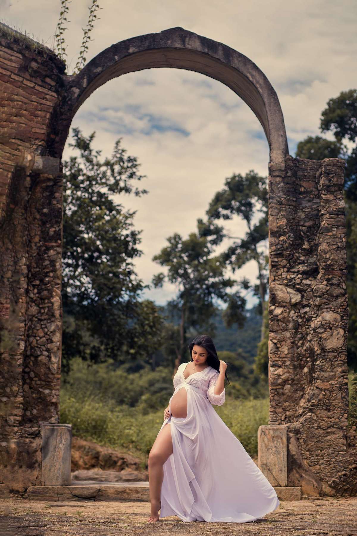 Ensaio Gestante nas Ruínas de Rio Claro, à espera do João Hélio.