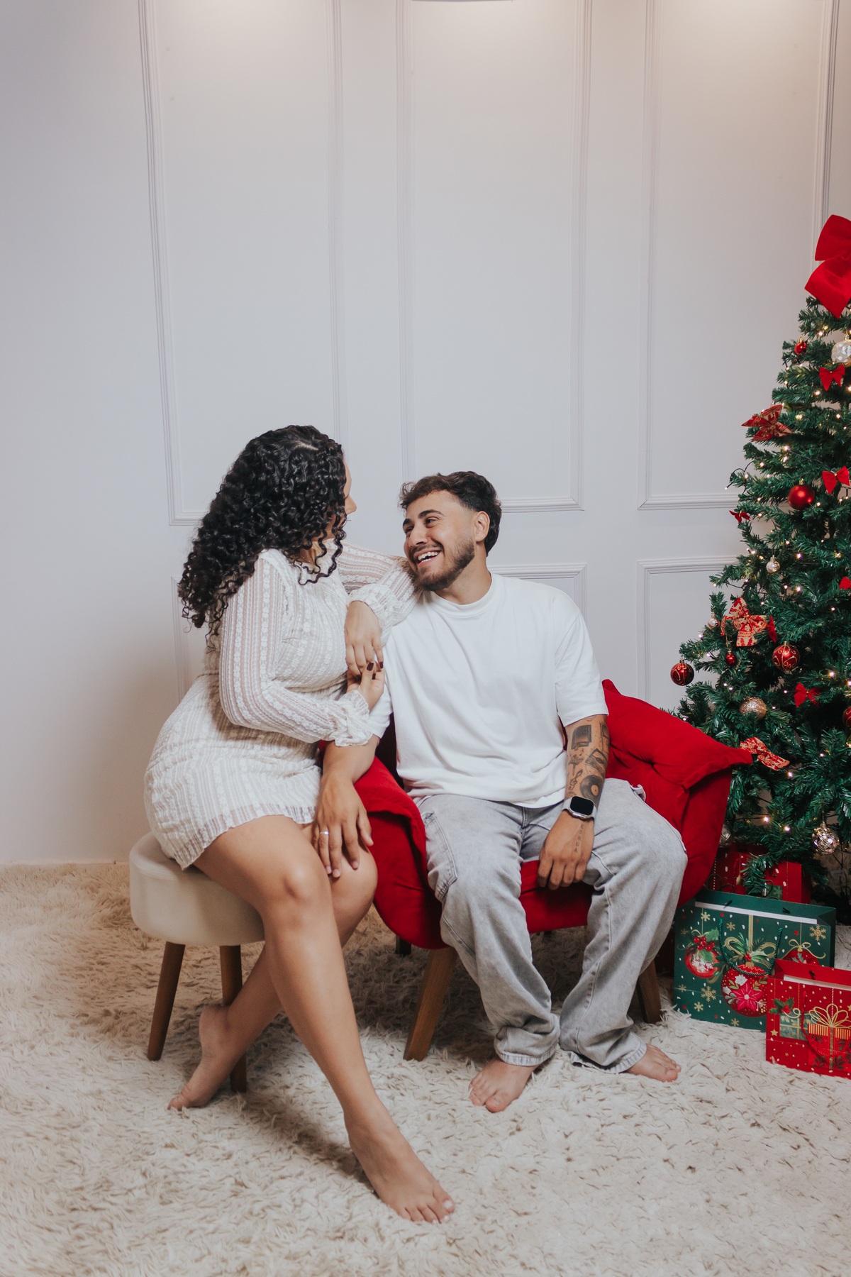 Ensaio de Natal de Casal em Estúdio em Matozinhos MG