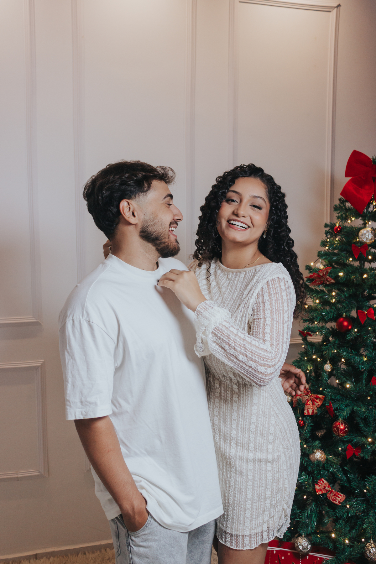 Ensaio de Natal de Casal em Estúdio em Matozinhos MG