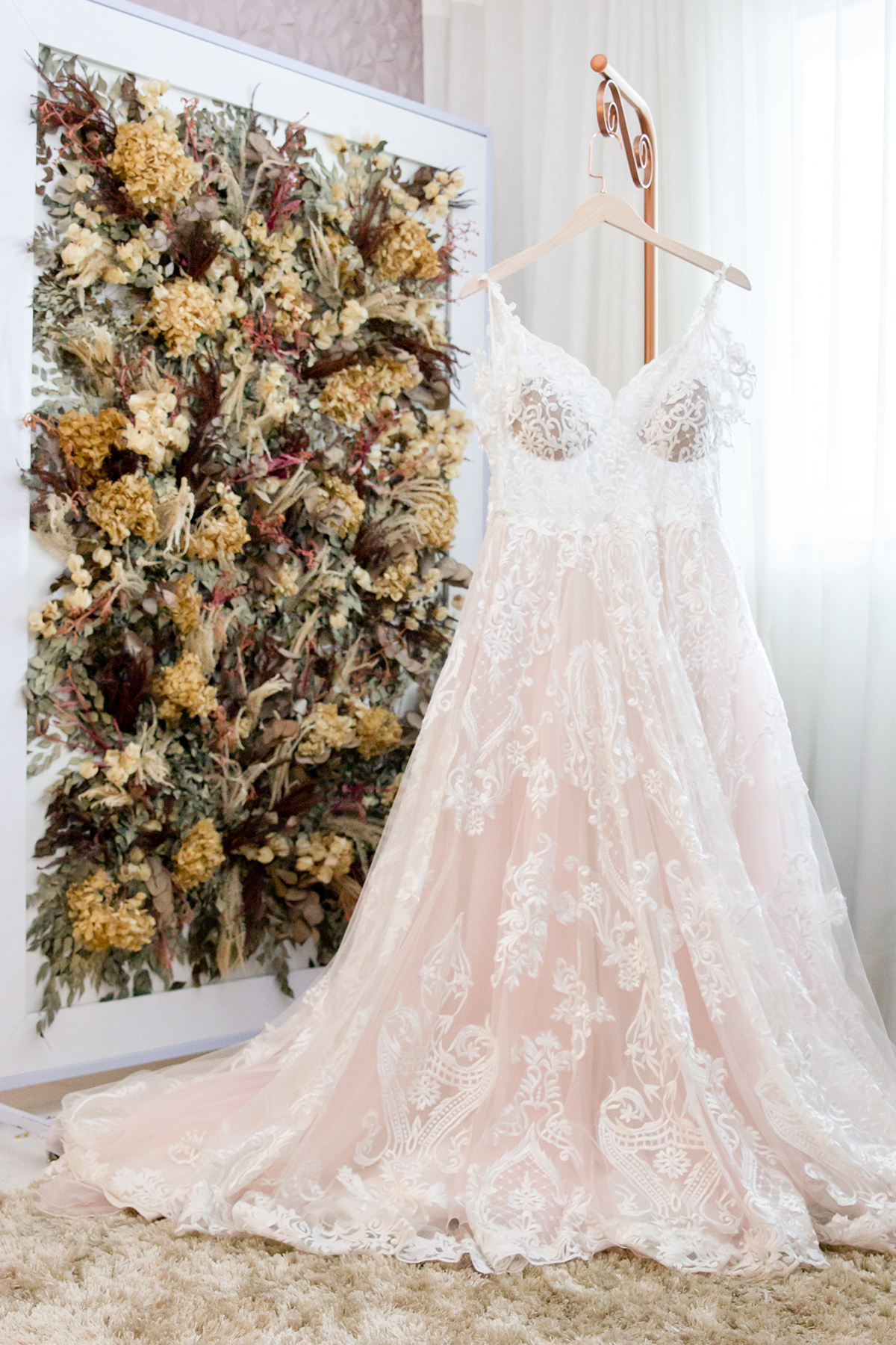 Vestido da Noiva fotografado no making off