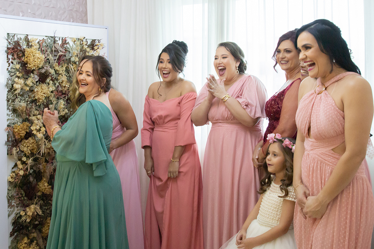 Madrinhas durante First look da noiva