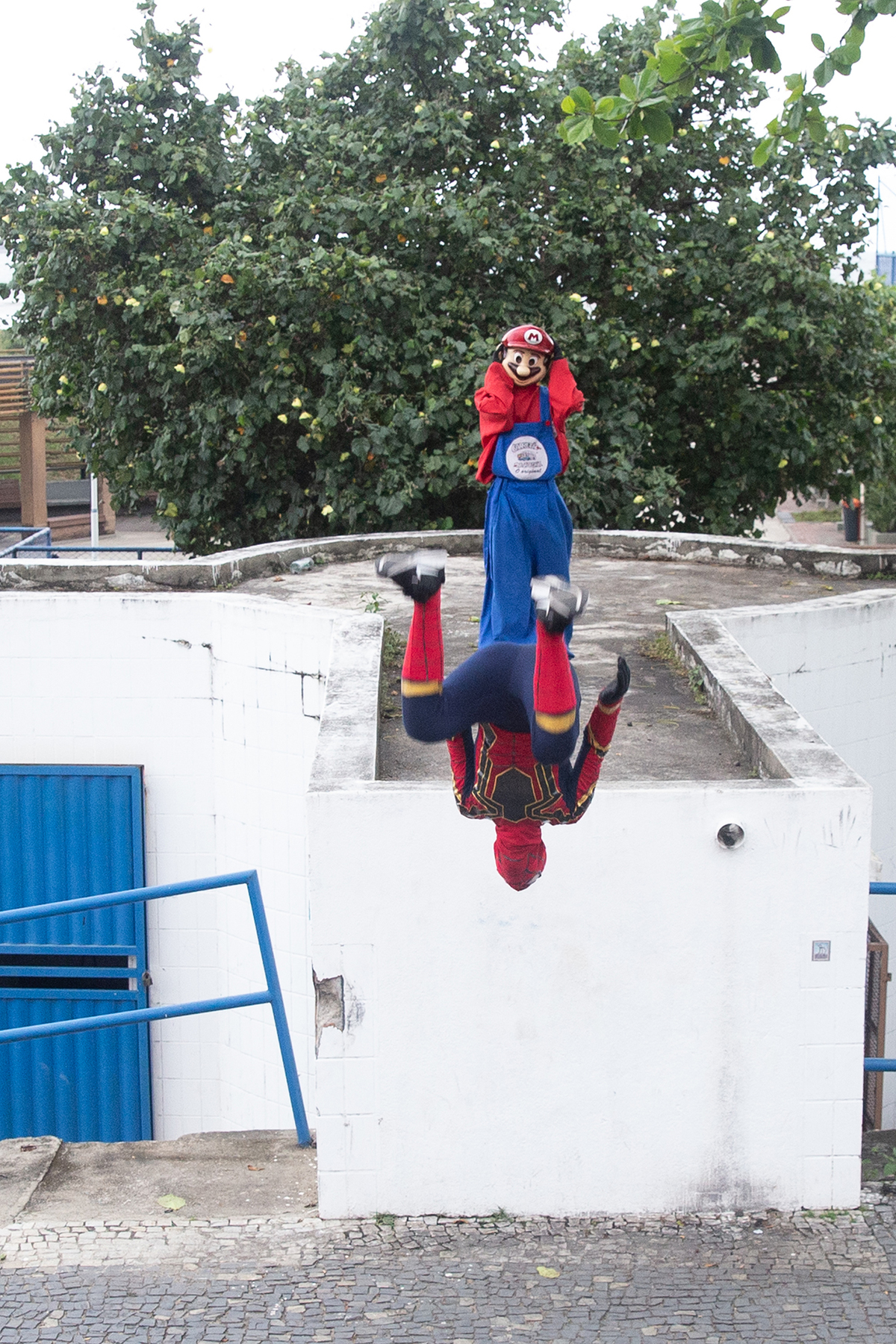 Homem Aranha e MArio Bros dançando 