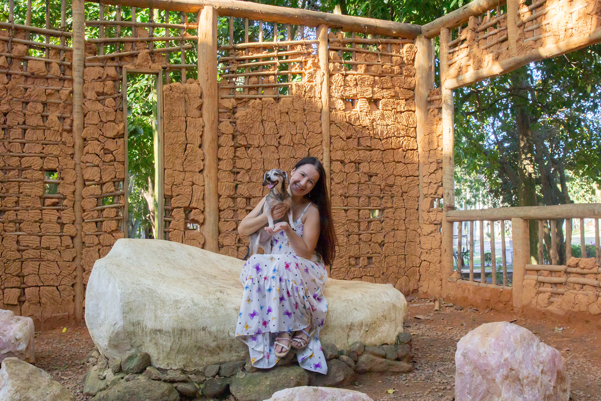 Bia e Junia, durante o ensaio pet num fim de tarde de sol 