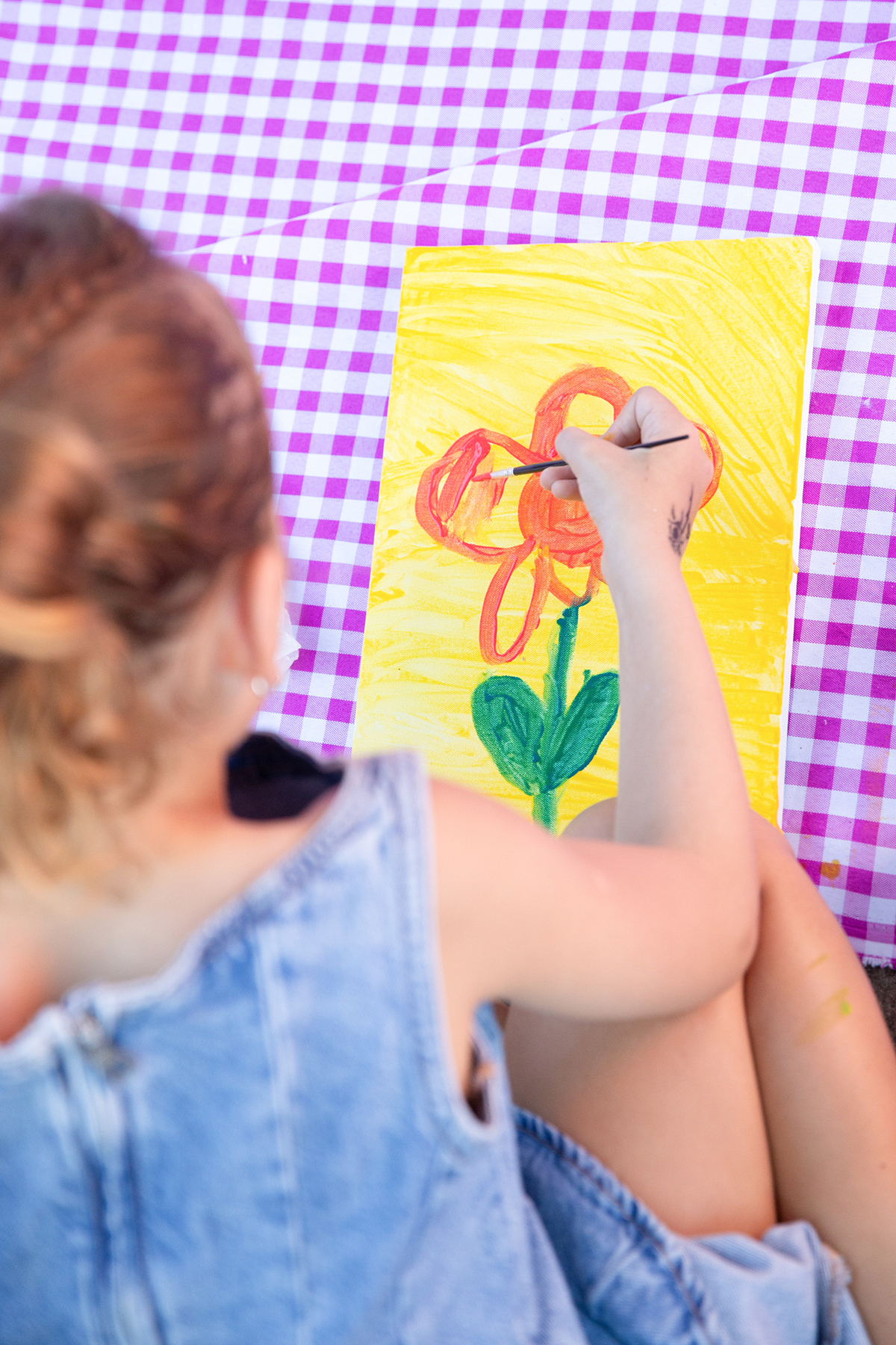 Detalhe da pintura realizada durante a recreação.
