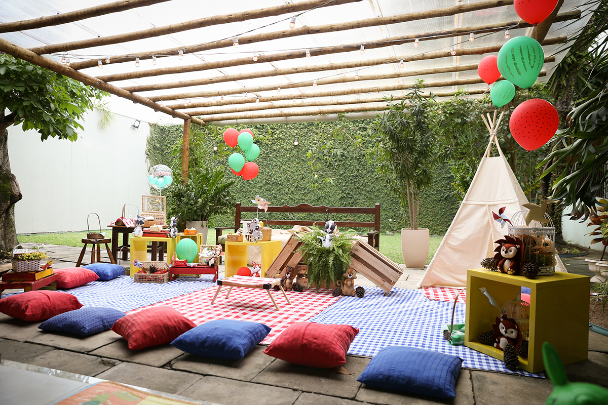 Imagem da aberta da decoração do espaço picninc