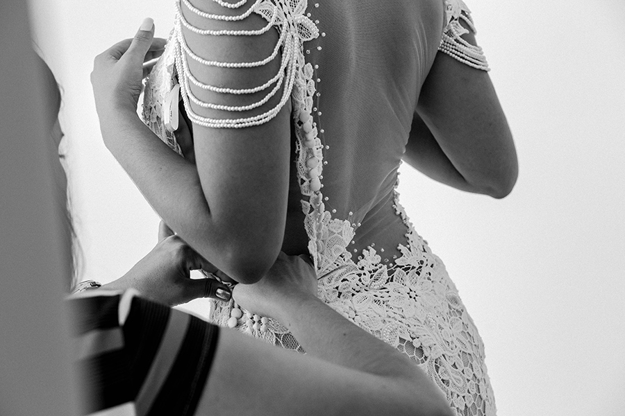 Detalhe do vestido da noiva