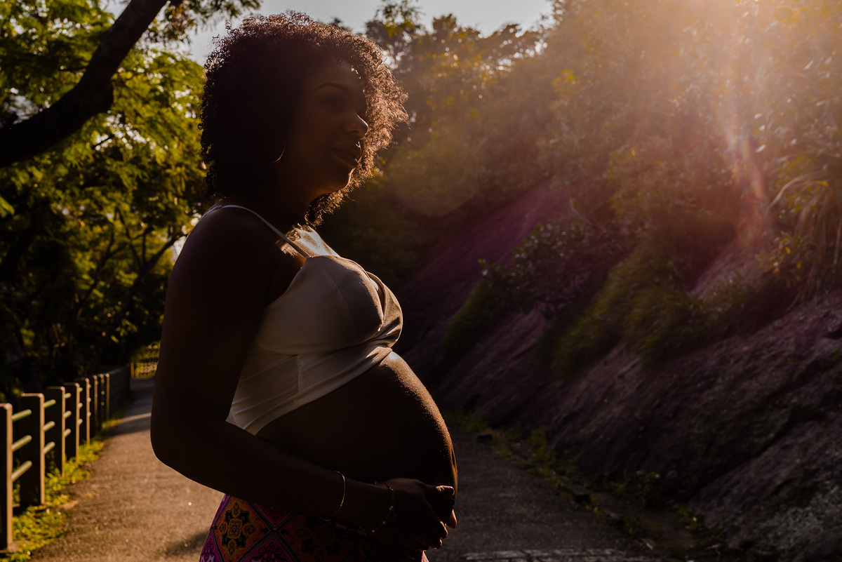 gestante ensaio rio de janeiro por do sol