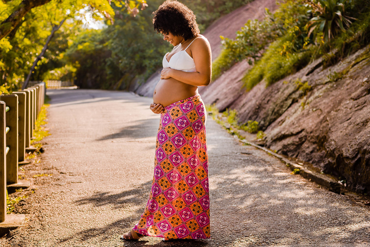 gestante ensaio rio de janeiro por do sol