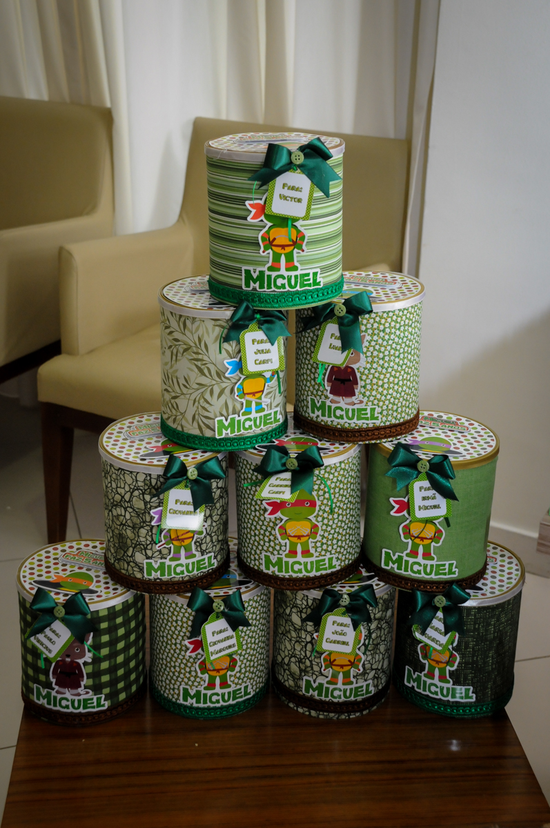 Lembrancina da festa no Condomínio Vila Leopoldina, festa infantil, tema Tartaruga Ninja, Miguel 5 anos