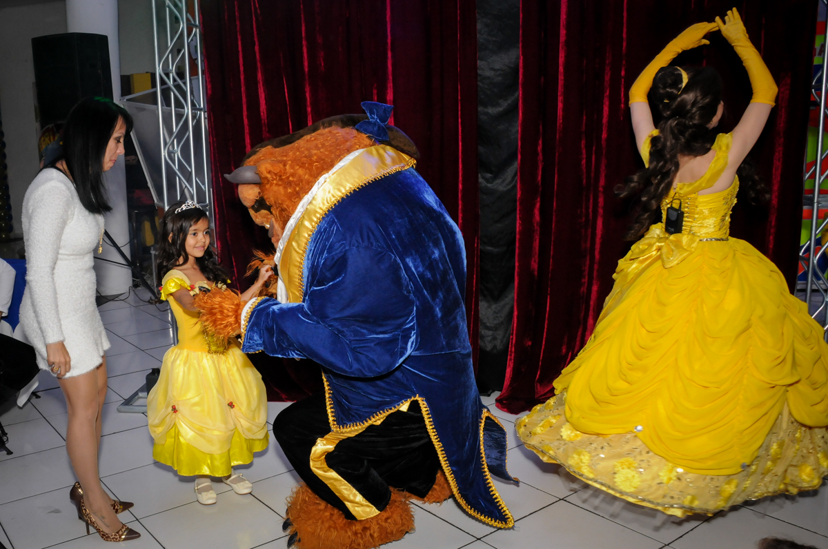 hora do show no buffet fábrica da alegria morumbi, sao paulo,sp, aniversário de brunna hadassa 6 anos, tema da festa a bela e a fera