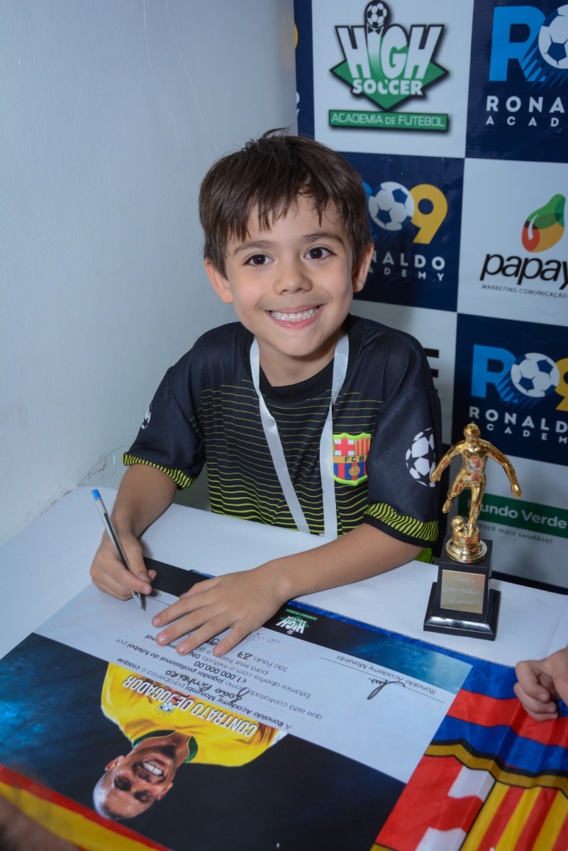 mais um contratado para o time no Buffet High Soccer, Morumbi, São Paulo aniversário de Rafael e João 6 anos tema da festa futebol