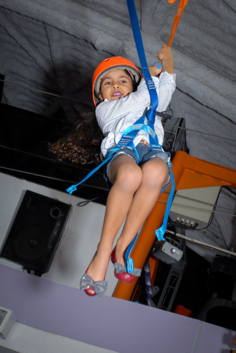 tirolesa divertida no Buffet Magic Joy, Saude, São Paulo, aniversário de Beatriz 6 anos, tema da festa lady bug
