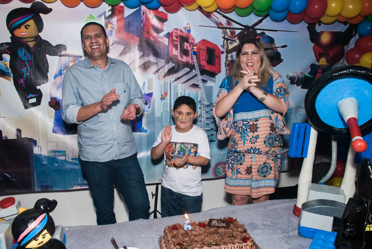 cantando parabéns para você no Buffet Fábrica da Alegria, Osasco, São Paulo, aniversário de Felipe 6 anos, tema da festa lego