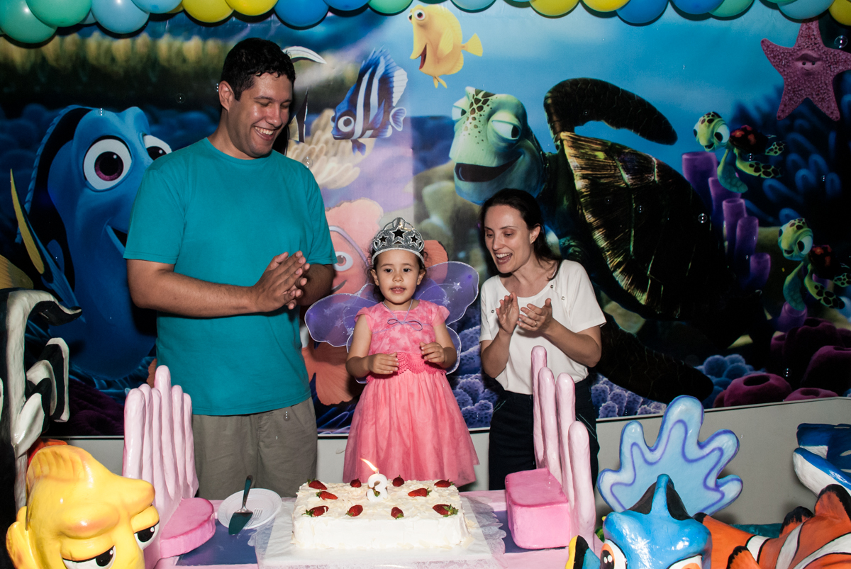 parabéns animado no Buffet Magic Joy, saude, são Paulo, aniversário de Catarina 3 anos, tema da festa fundo do mar