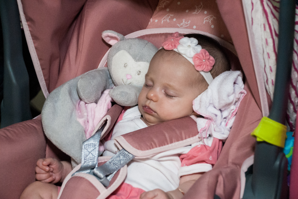 o bebê dorme na festa no Buffet Fábrica da Alegria, Morumbi, São Paulo, aniversário de Isabella 1 ano, tema da festa Princesas Baby