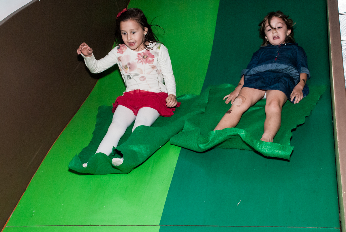 escorregador concorrido no Buffet Espaço Viva, Alto de Pinheiros, São Paulo, aniversário de Marina6 anos, tema da festa Bailarina