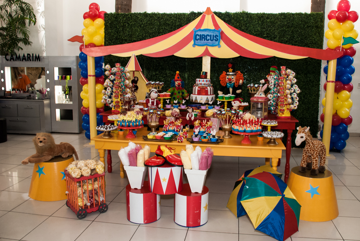tema da mesa o Buffet Comics aniversario de Geovanna 1 ano tema da festa circo