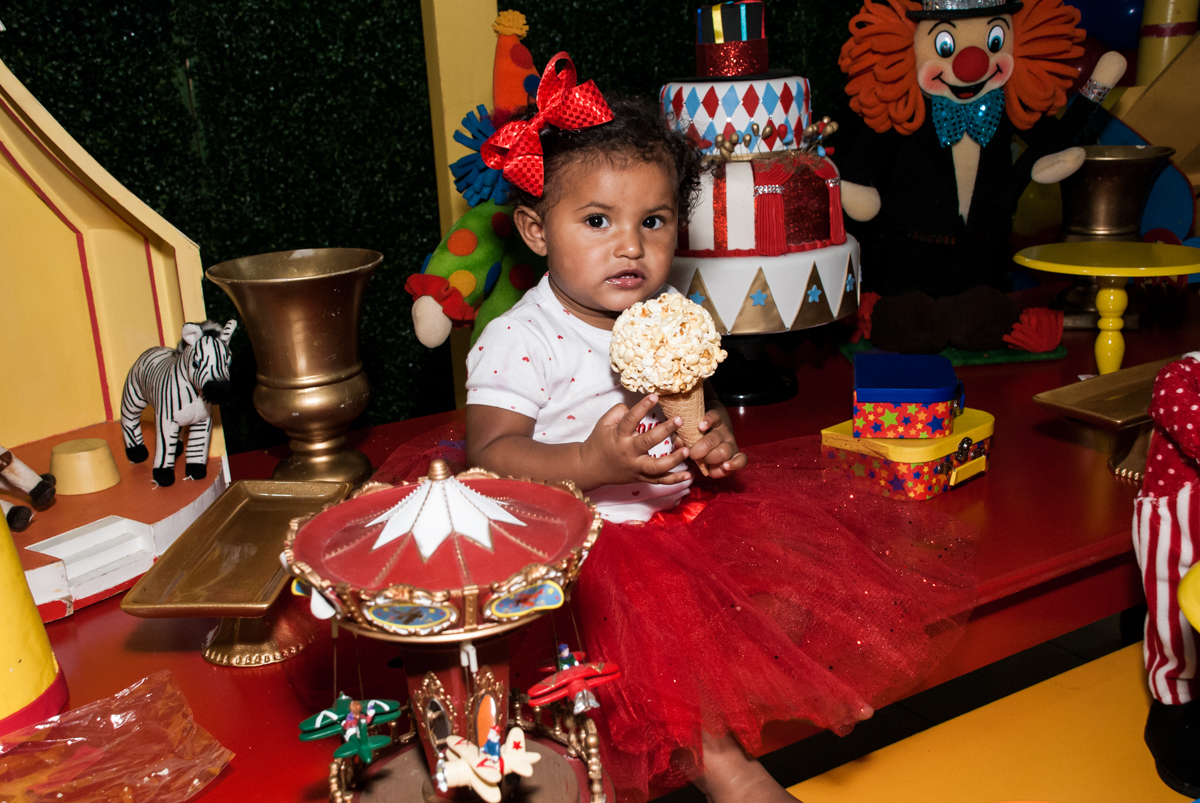 final da festa no Buffet Comics aniversario de Geovanna 1 ano tema da festa circo