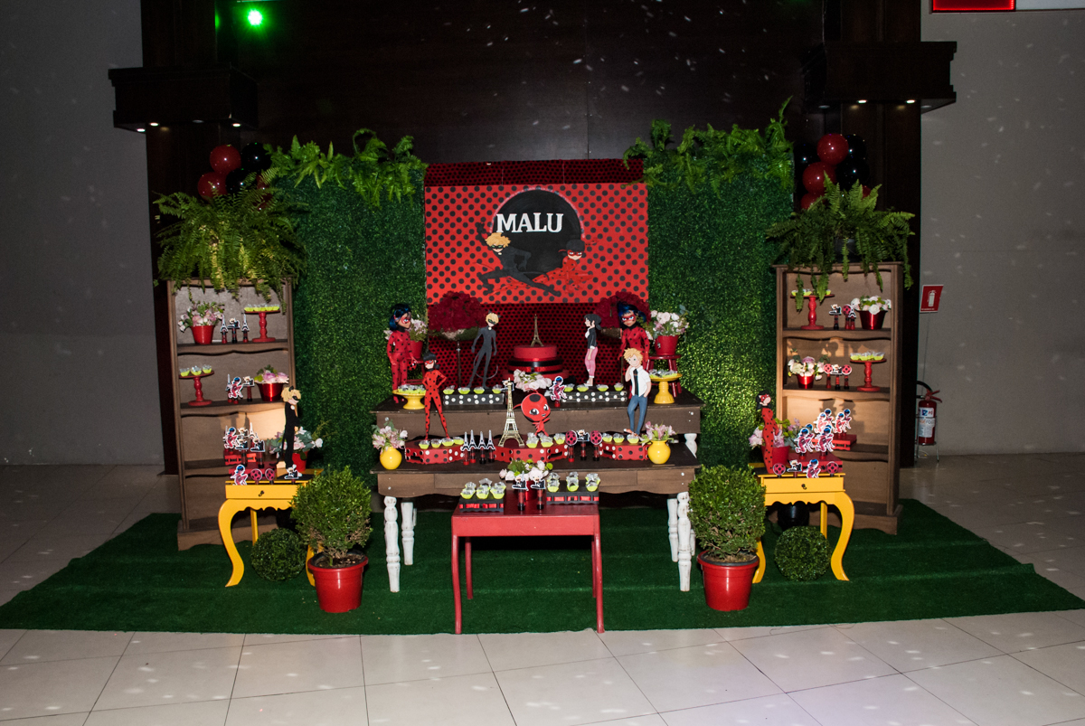 mesa temática no Buffet Planeta Prime, São Paulo, aniversário de Malu 5 anos, tema da festa Miráculos