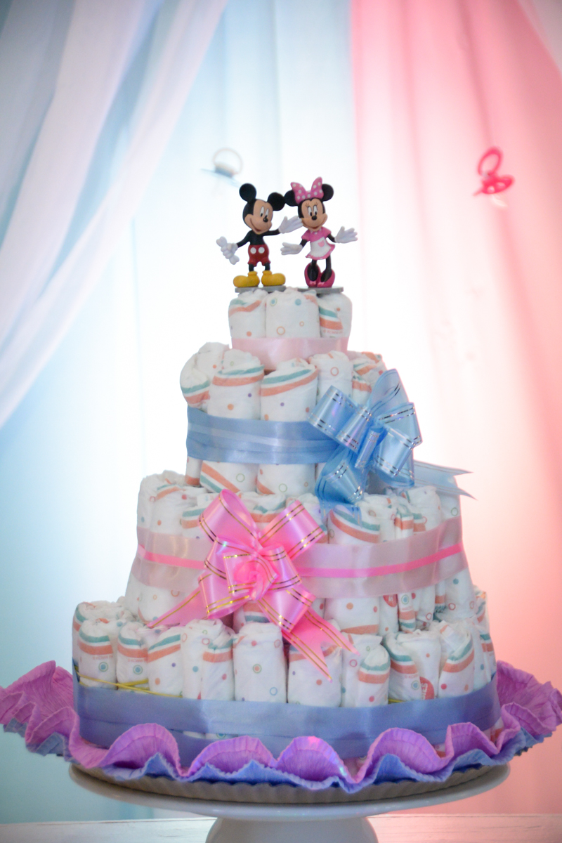 bolo de fraldas no Buffet Fábrica da Alegria, cha de bebe de Andrea