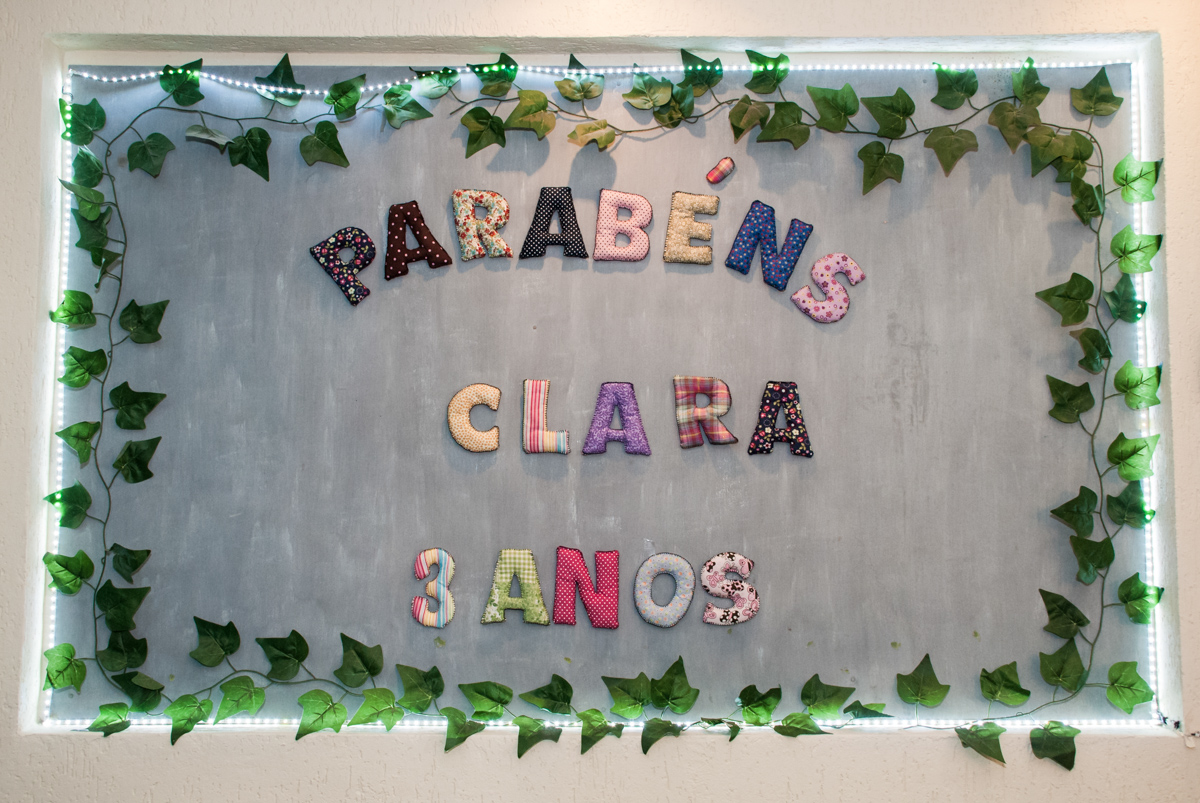 Placa de parabéns Claa 3 anos