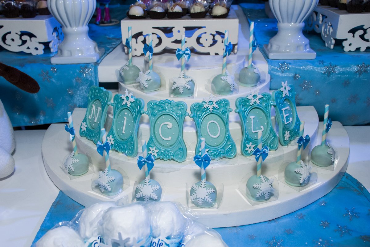 detalhes da decoração da frozen