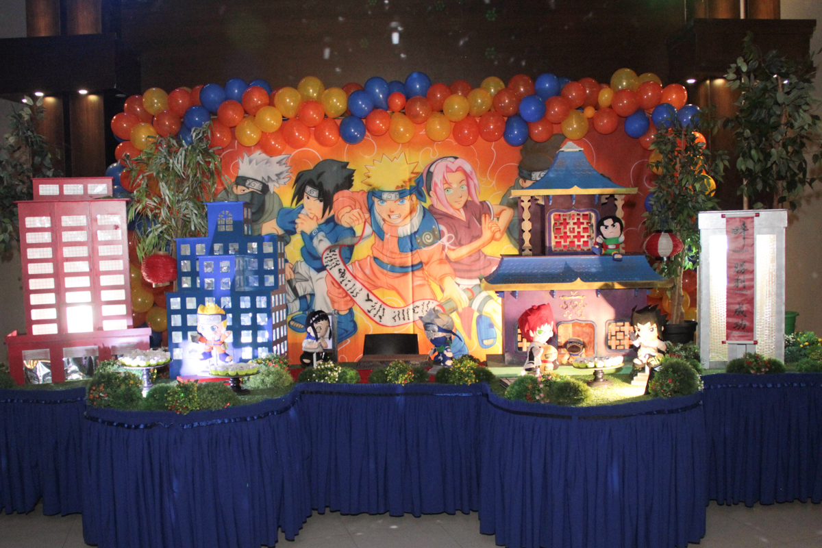 mesa decorada naruto no Buffet Planeta Prime, Alphaville