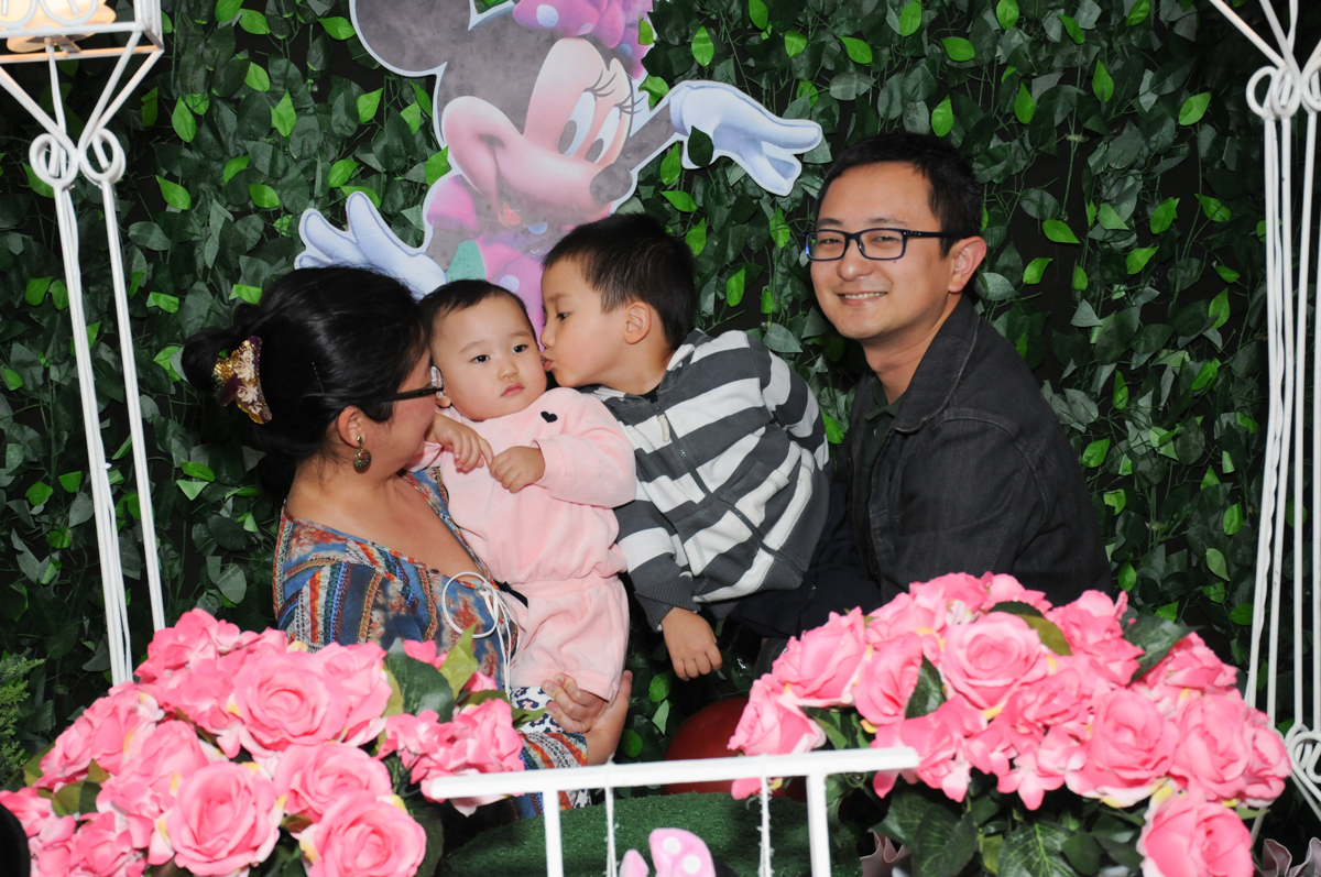 mesa decorada minie rosa no Buffet Infantil Anarquia Park, Moema, São Paulo, SP