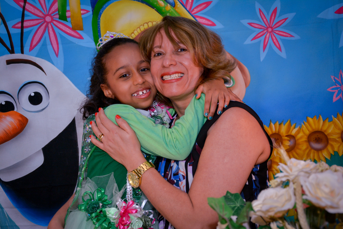 abraço carinhoso da mamãe na aniversariante no Planeta Buffet, São Paulo