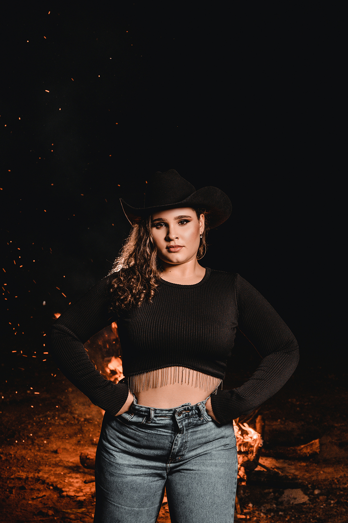 Ensaio fotográfico com fogueira