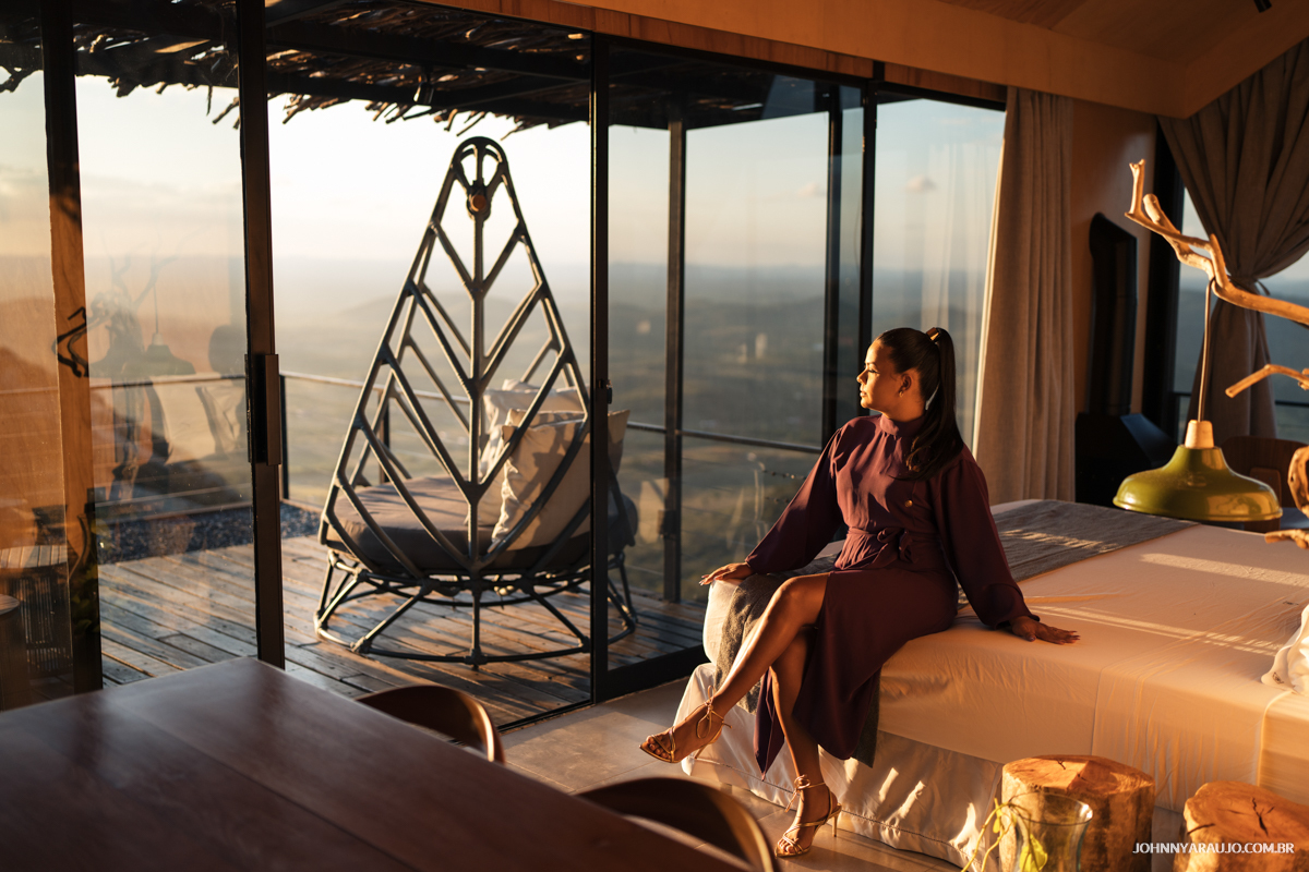 Sessão fotográfica em quarto luxuoso